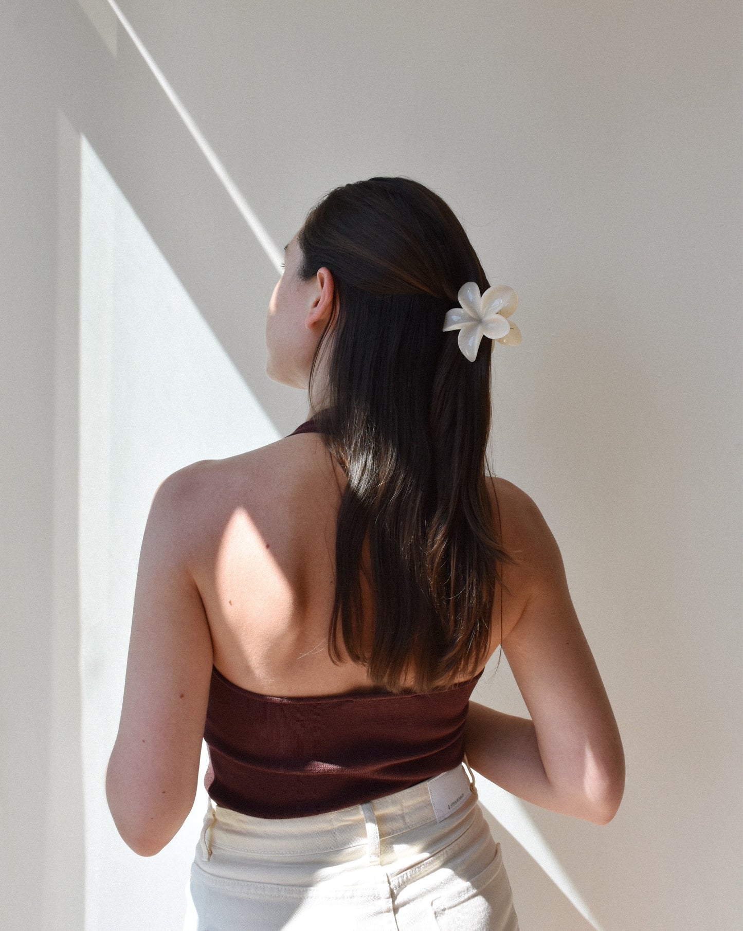 Clip de griffe de fleur de Plumeria dans des couleurs neutres