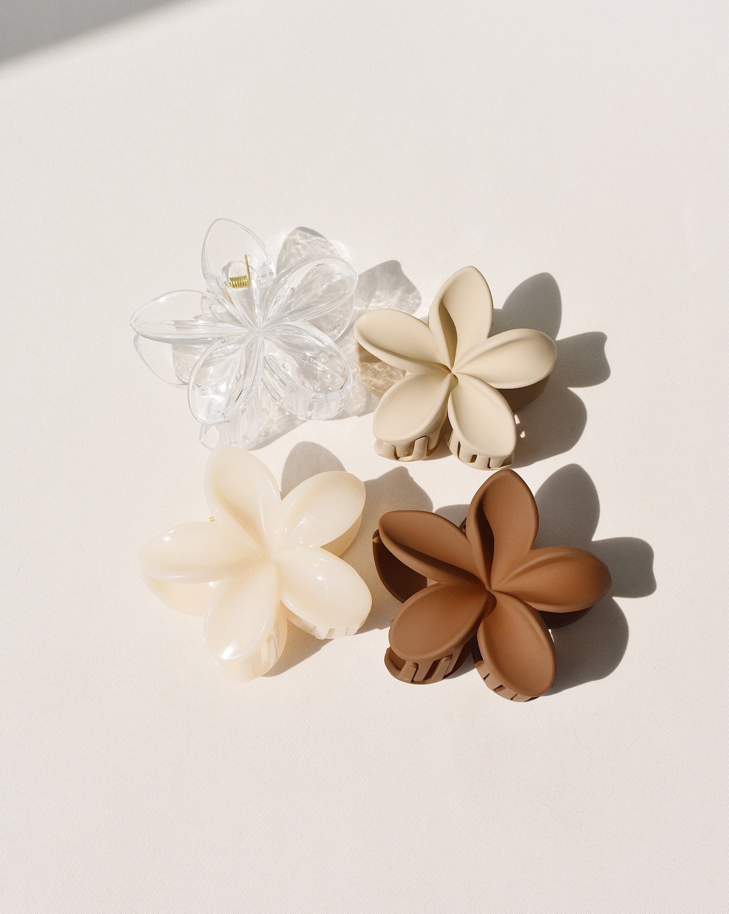 Clip de griffe de fleur de Plumeria dans des couleurs neutres