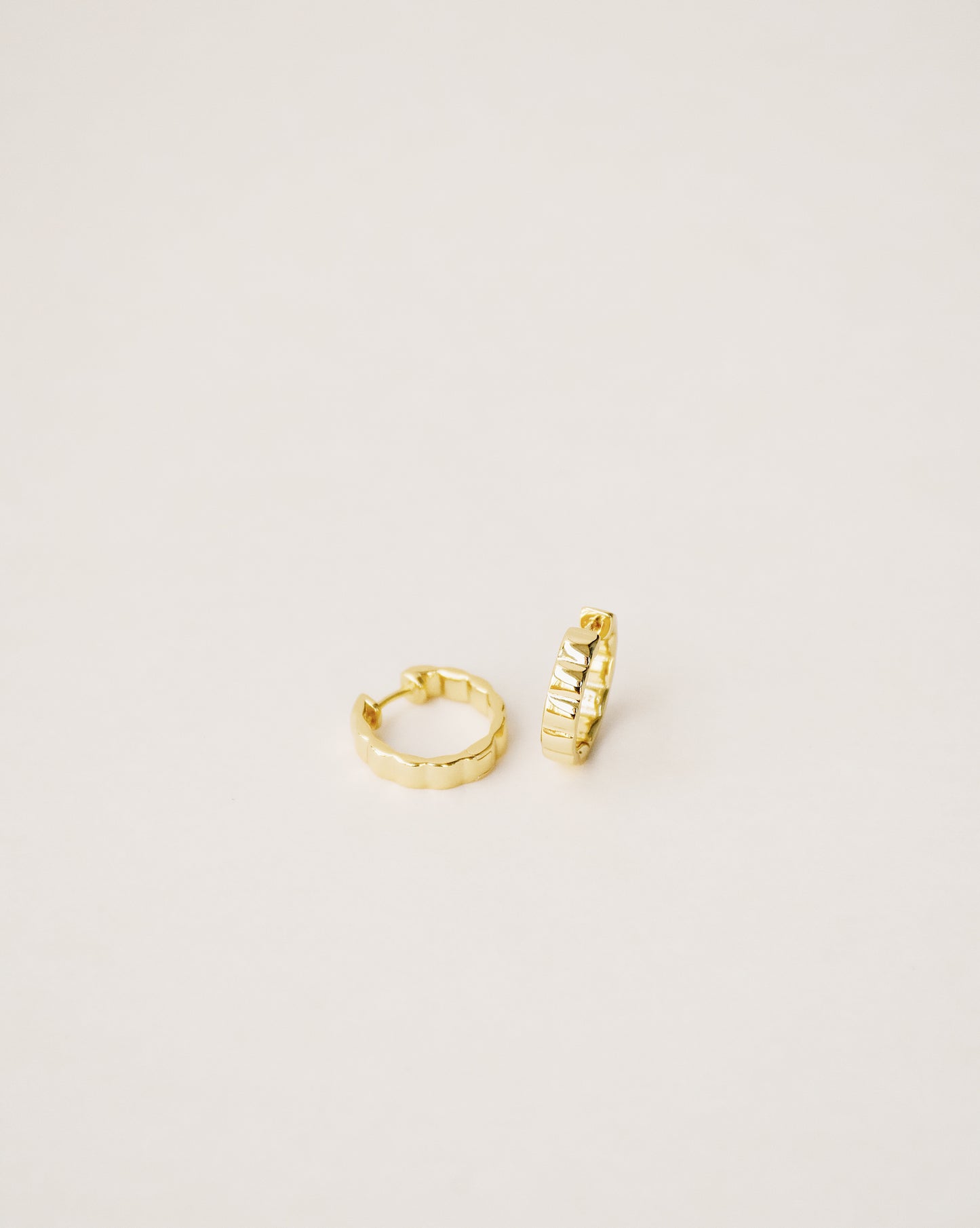 Midi Gold Ribbed Hoop Earrings