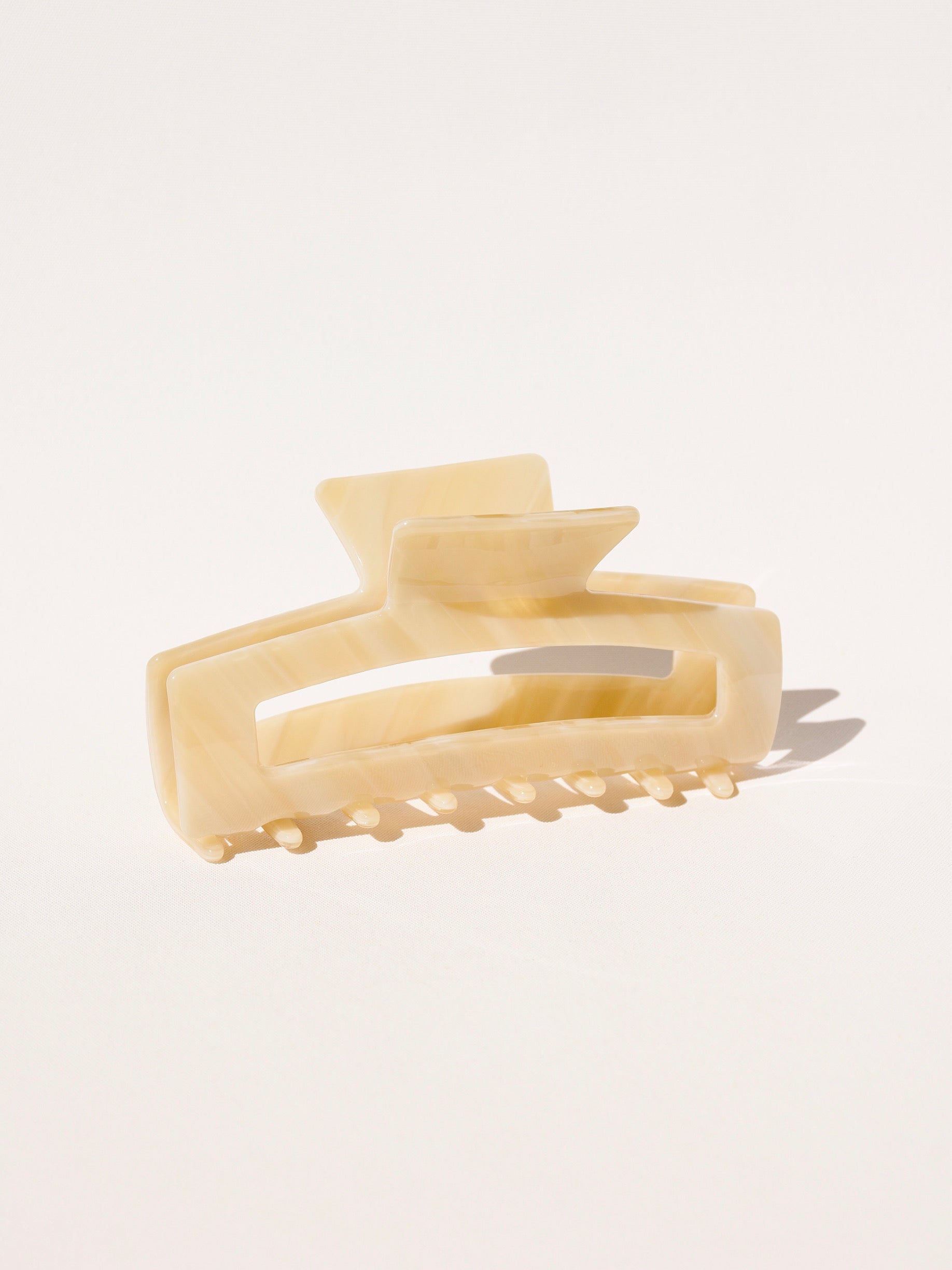 Large Rectangular Hair Claw Clip in Beige