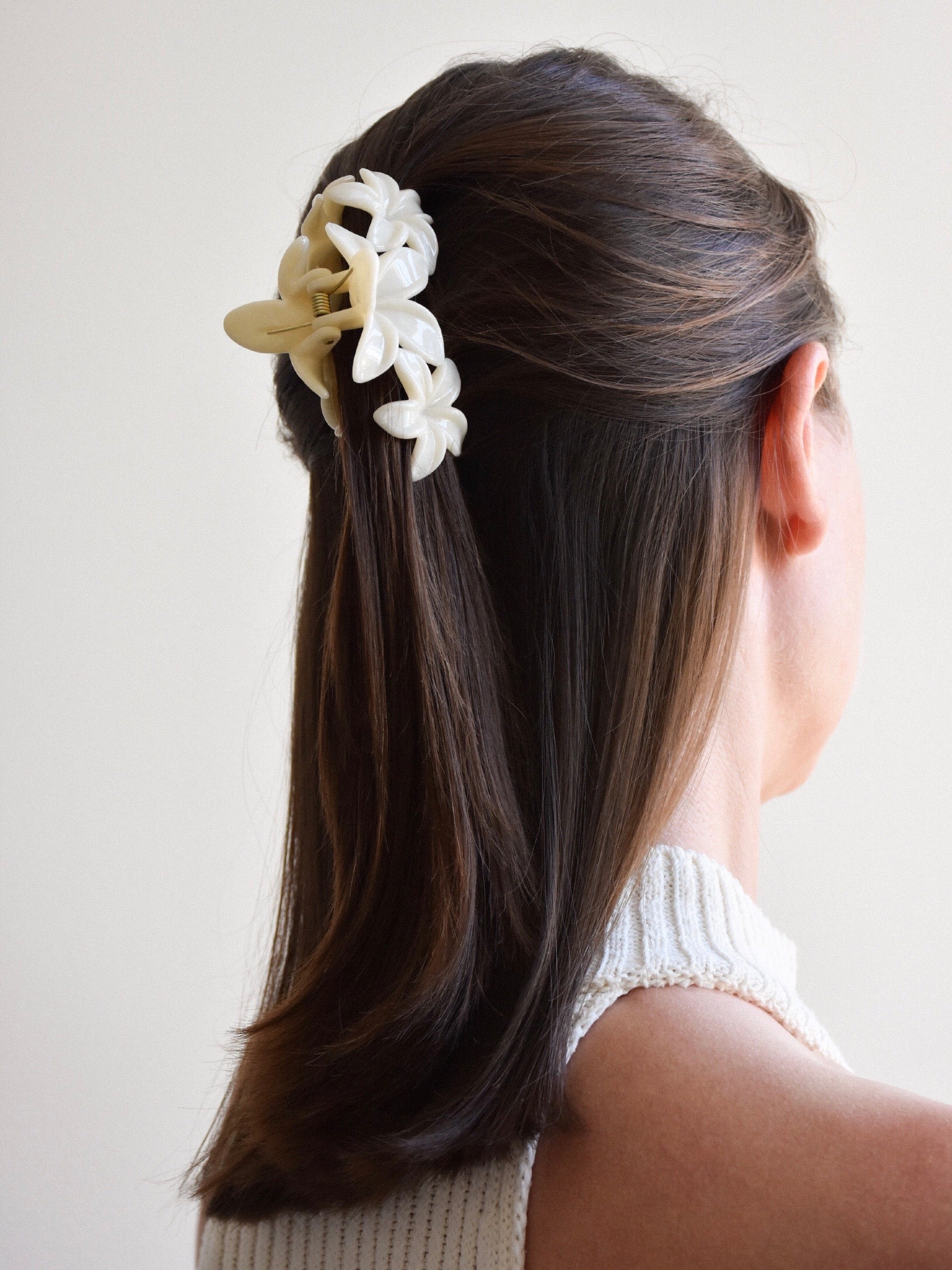 Triple Plumeria Flower Hair Claw Clip