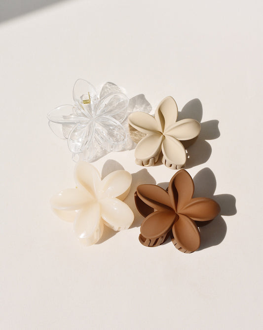 Plumeria Flower Claw Clip in Neutral Colors