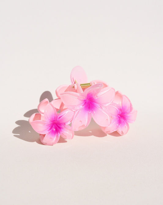 Hibiscus Triple Flower Claw Clip in Fuchsia