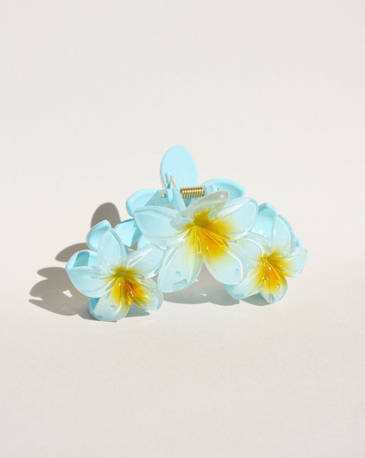 Hibiscus Triple Flower Claw Clip in Blue