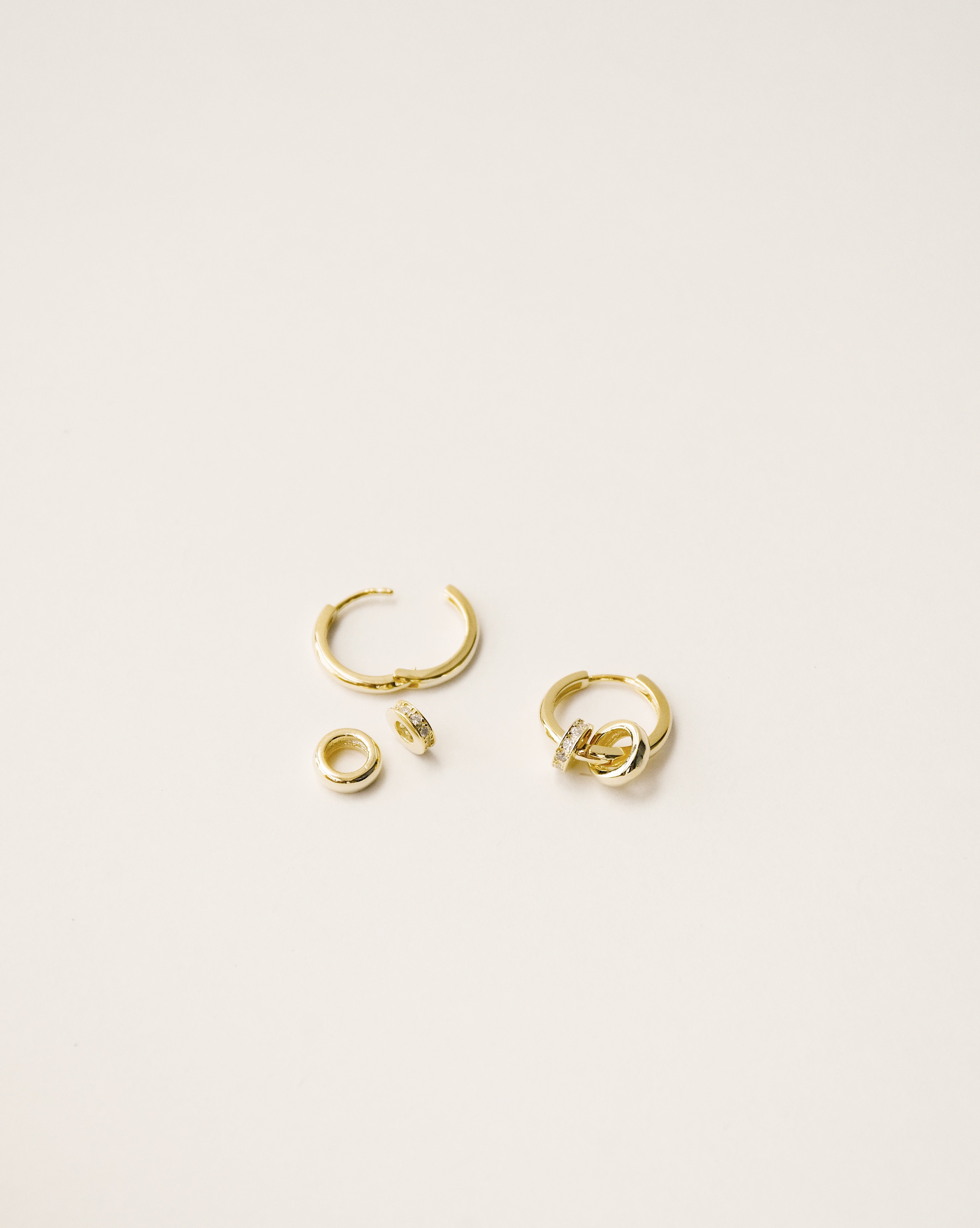 Mini Round Charms Huggie Hoop Earrings