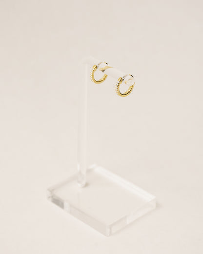 Pavé huggie hoop earrings