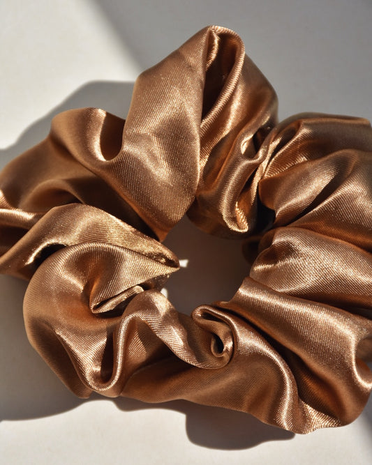Satin Silk Scrunchie in Bronze