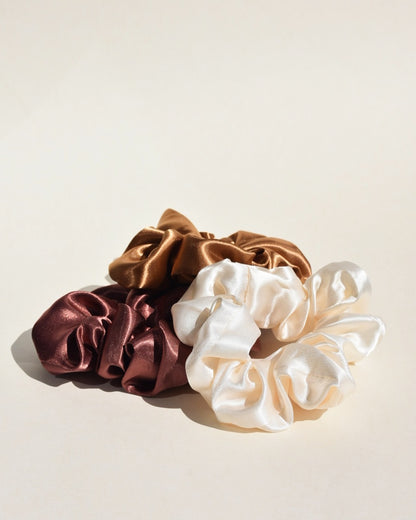 Satin Silk Scrunchie in Bronze