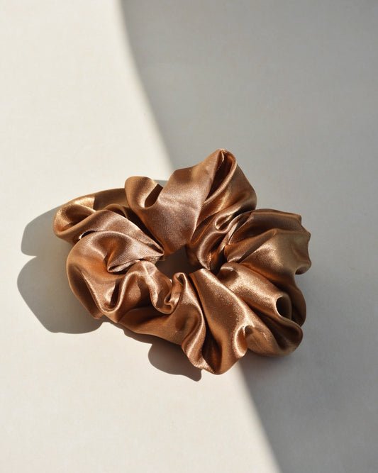 Satin Silk Scrunchie in Bronze