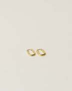 timeless and versatile oval shape huggie earrings handcrafted from 925 sterling silver plated in 18k gold. slow fashion trend 2020.