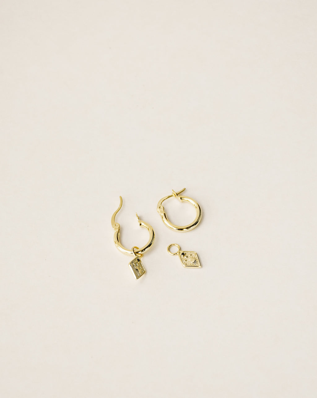 Onyx Celestial Charm Hoop Earrings