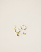 Onyx Celestial Charm Hoop Earrings