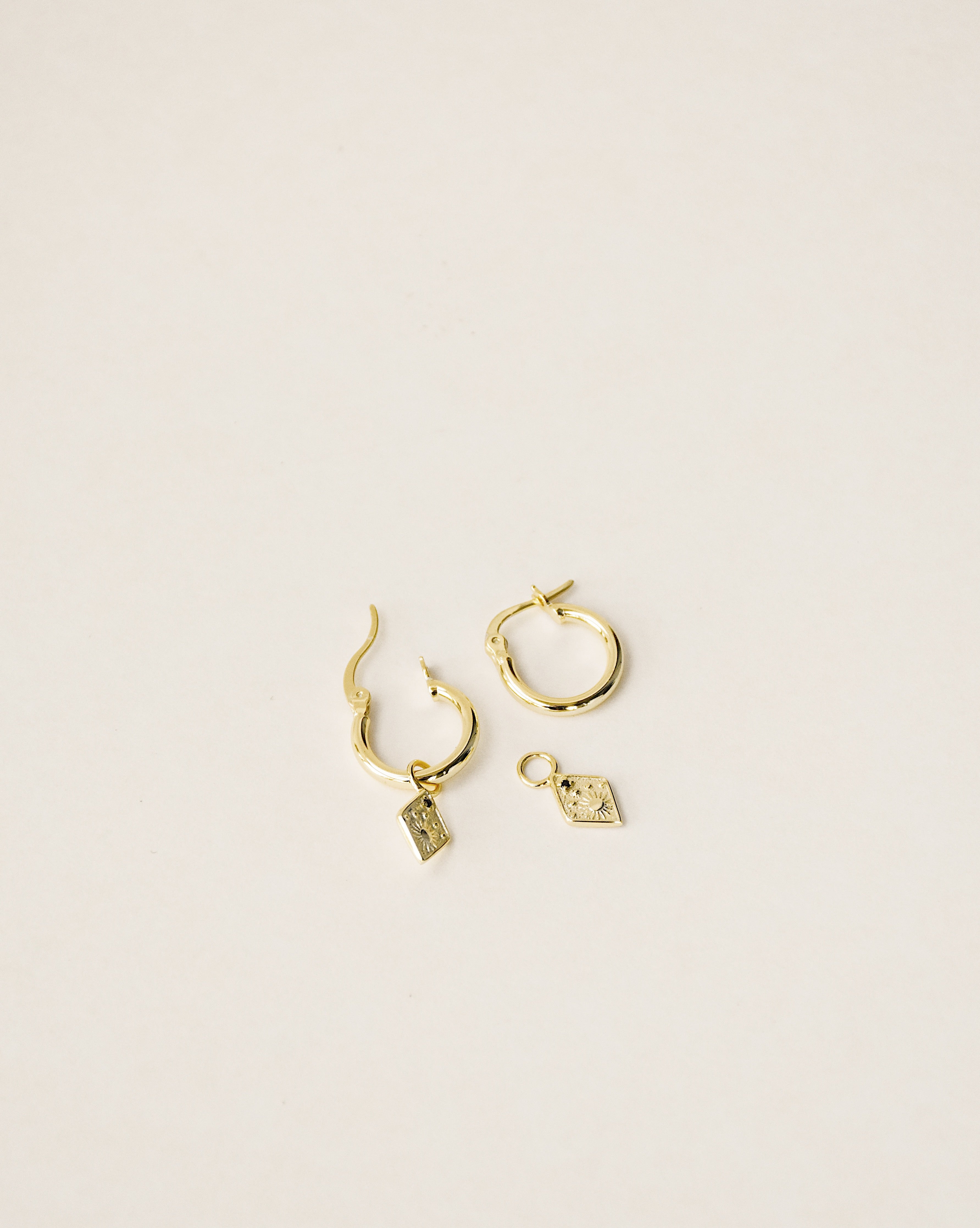 Onyx Celestial Charm Hoop Earrings