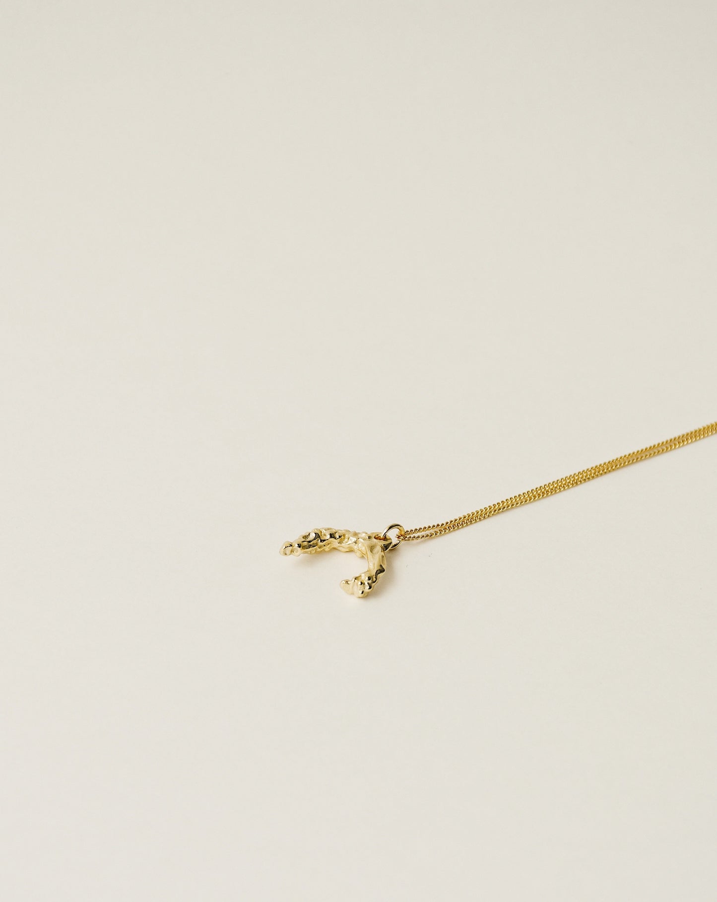 irregularly shaped pendant necklace handcrafted from 925 sterling silver plated in 18k gold. 2020 slow fashion trend.