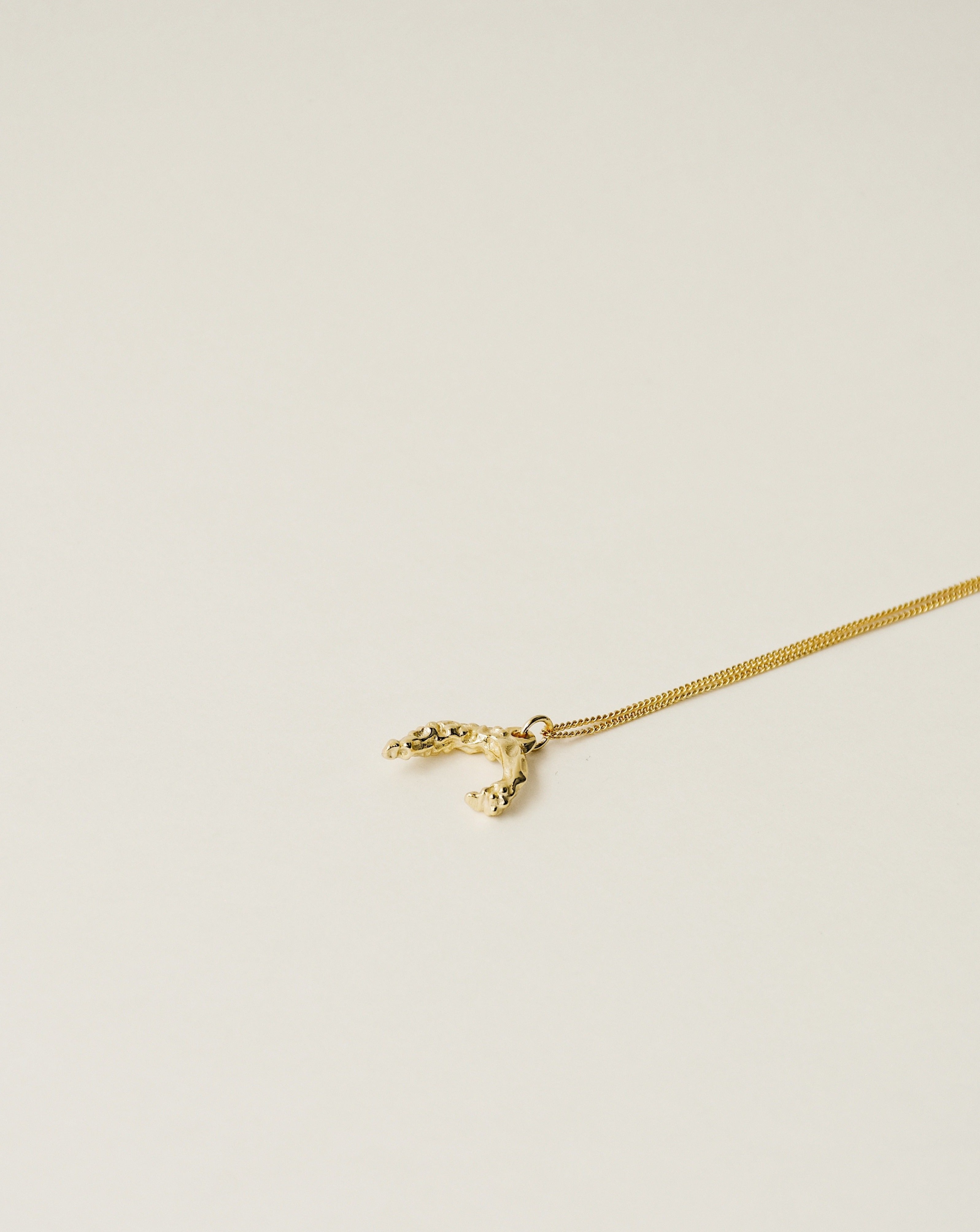 irregularly shaped pendant necklace handcrafted from 925 sterling silver plated in 18k gold. 2020 slow fashion trend.