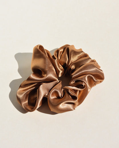 Satin Silk Scrunchie in Bronze