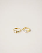 Triple Gem Hoop Earrings