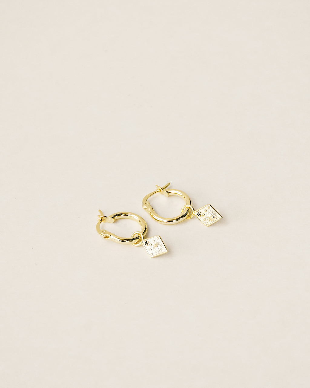 Onyx Celestial Charm Hoop Earrings