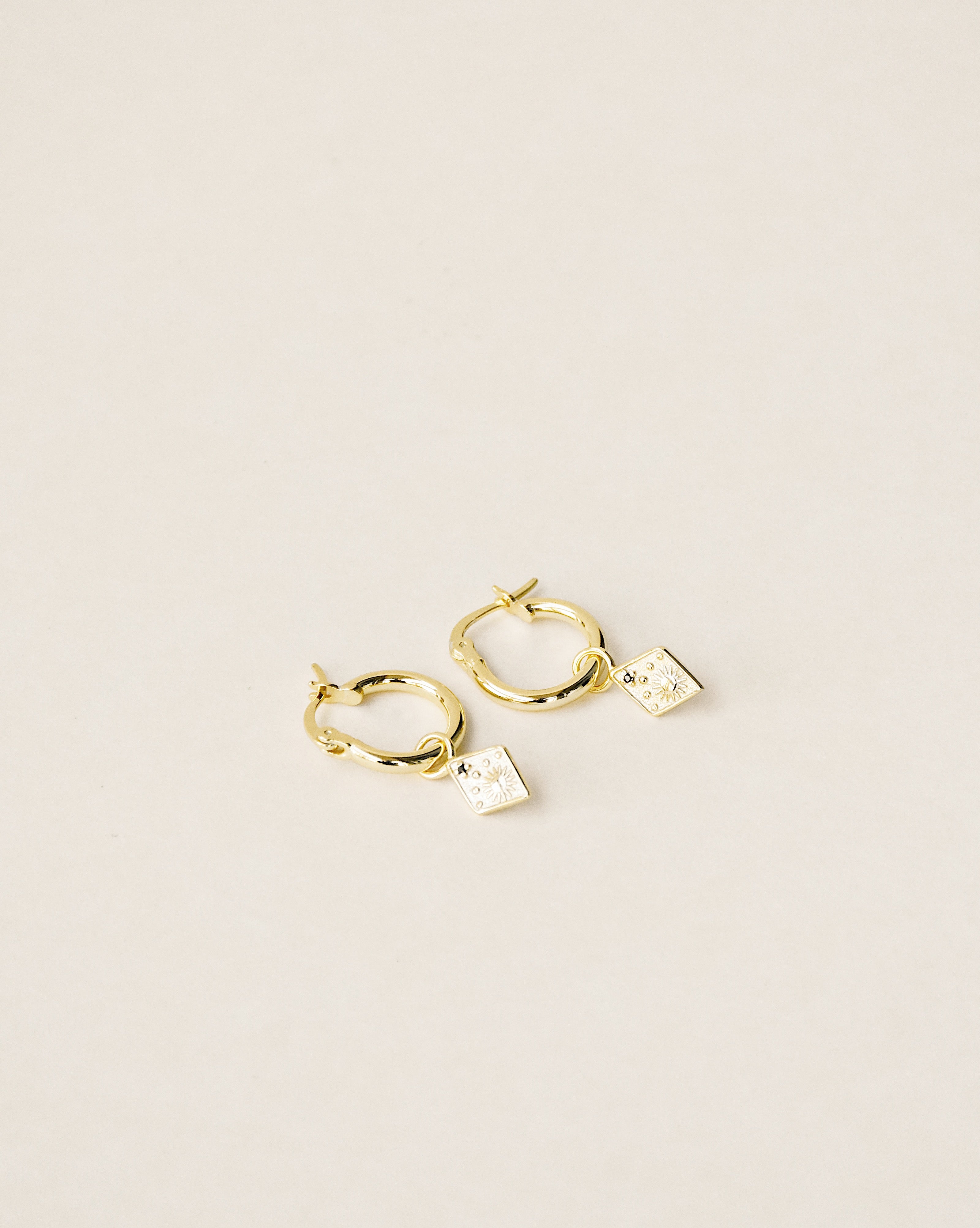 Onyx Celestial Charm Hoop Earrings