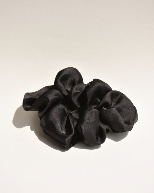 Luxe Satin Silk Scrunchie in Black