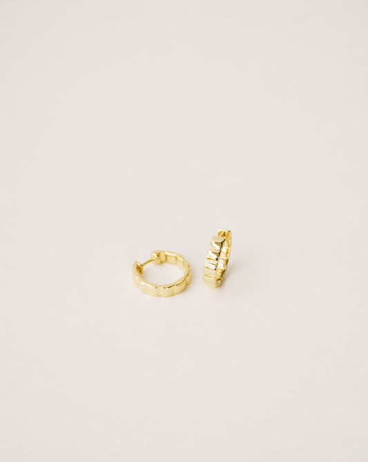 Midi Gold Ribbed Hoop Earrings