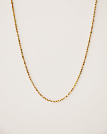 vintage inspired rope chain handcrafted from 925 sterling silver plated in 18k gold. 2020 slow fashion trend.