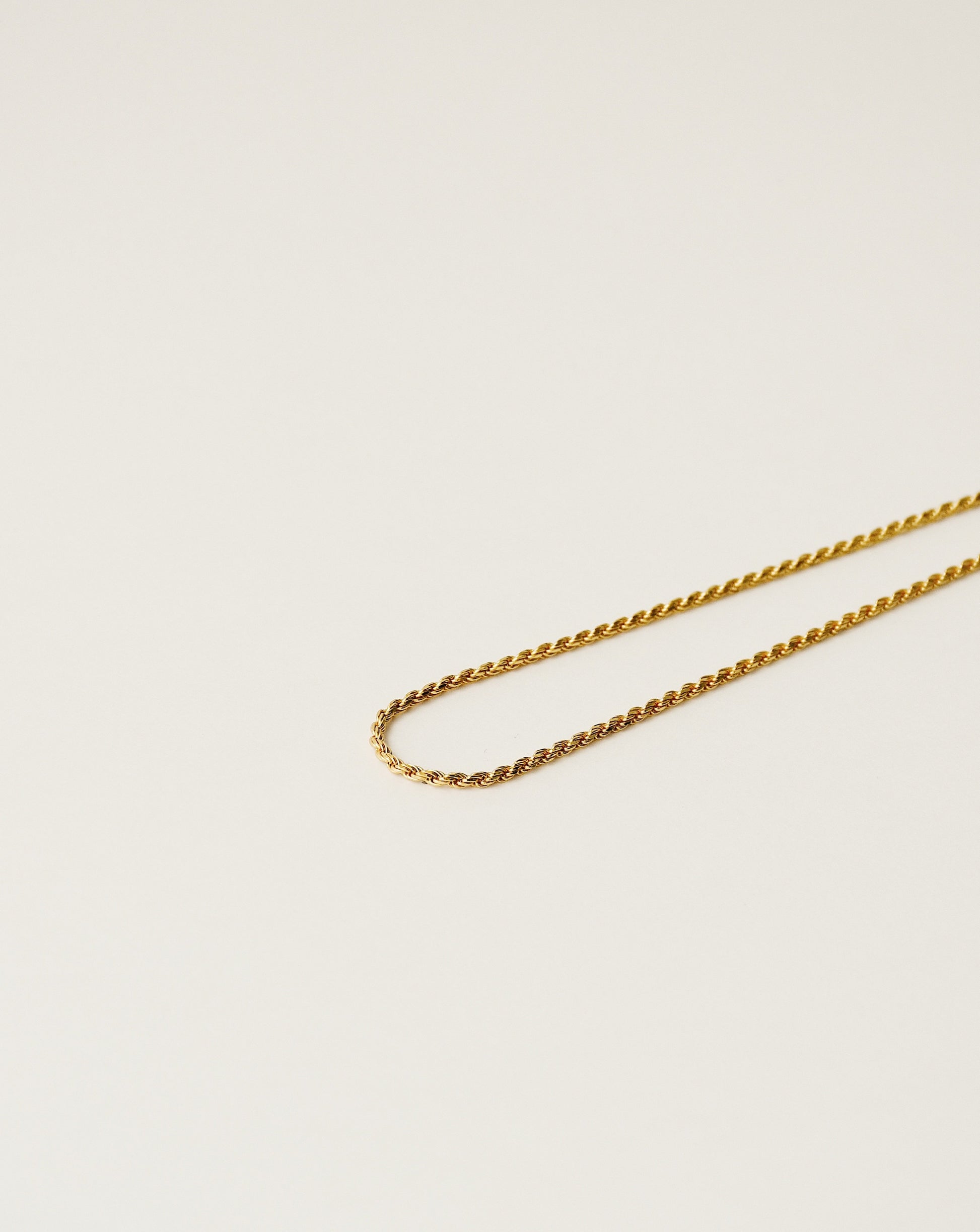 vintage inspired rope chain handcrafted from 925 sterling silver plated in 18k gold. 2020 slow fashion trend.