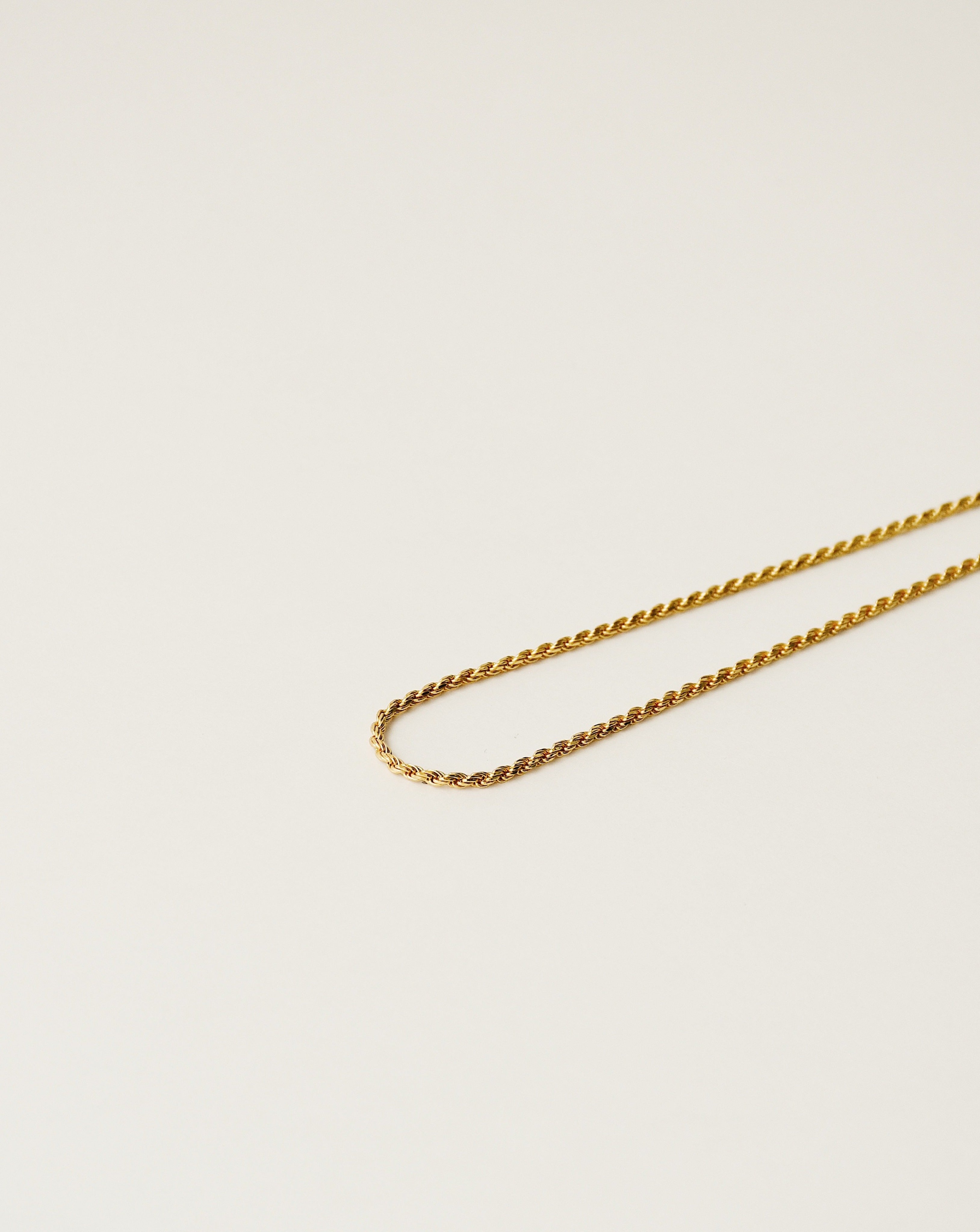 vintage inspired rope chain handcrafted from 925 sterling silver plated in 18k gold. 2020 slow fashion trend.