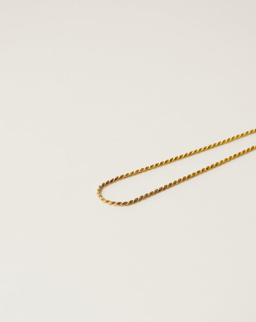 vintage inspired rope chain handcrafted from 925 sterling silver plated in 18k gold. 2020 slow fashion trend.