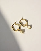 Onyx Celestial Charm Hoop Earrings