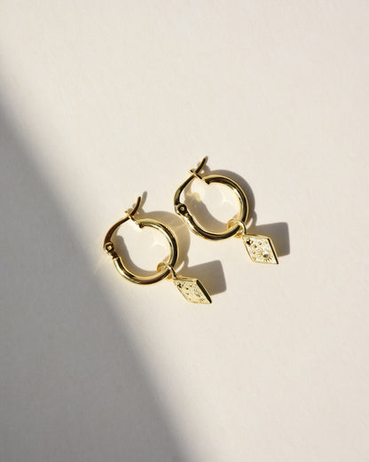 Pendientes de aro con dije celestial de ónix